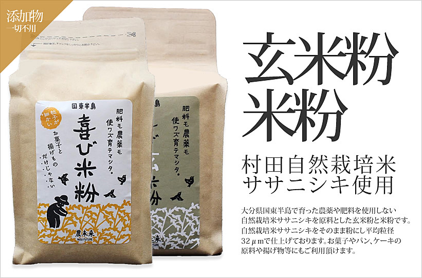 玄米粉・米粉-自然栽培米ササニシキ使用-