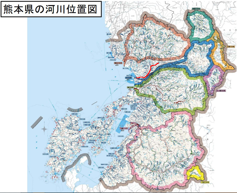 熊本の水系と坪井川に流れる水系